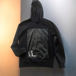 A|X Black Hoodie with Graphic Print